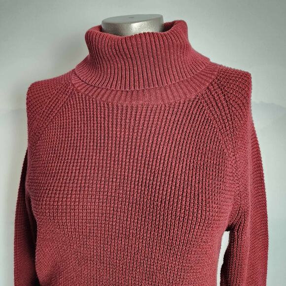 J. Crew Red Knit Turtleneck Ribbed Pullover Sweater | Women's Small - Picture 2 of 10